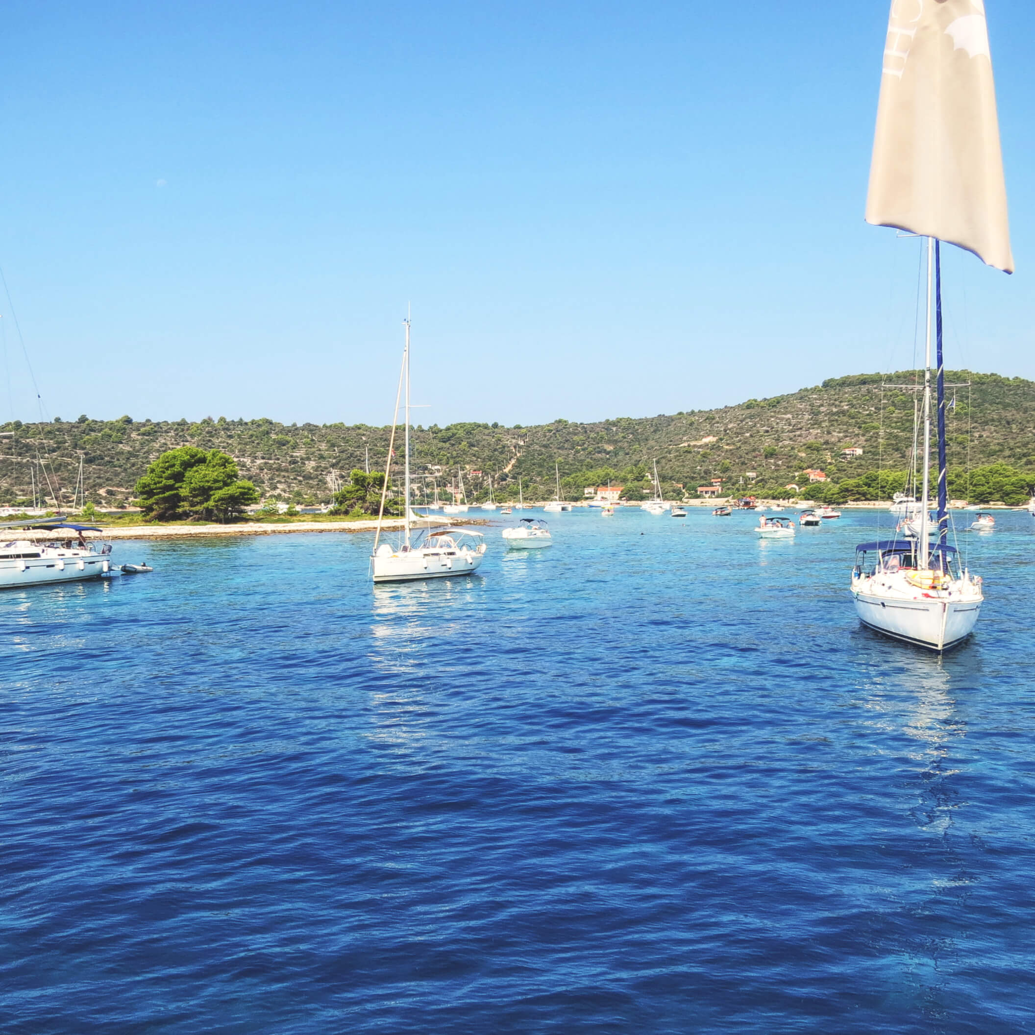 Sailboats in the Adriatic coast near Trogir